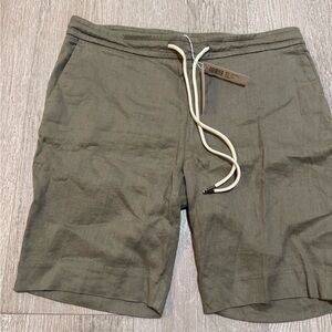 James Perse Olive Drawstring Shorts with Cream Cord